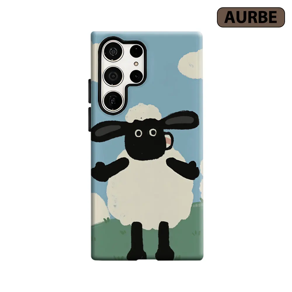 Funda Aurbe para Samsung Galaxy S26 S25 S24 S23 Ultra Plus HD, cubierta de película de doble capa con diseño de Shaun Sheep