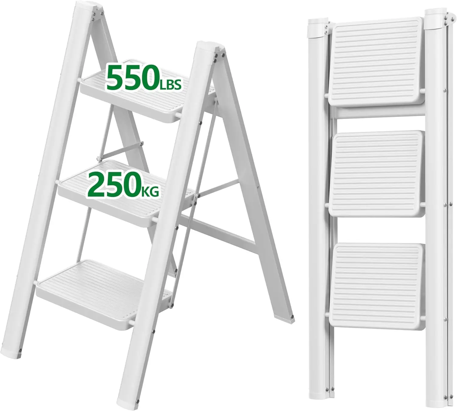 

3 Step Ladder, Carbon Steel Ladder With Anti-Slip Pedal, Lightweight Step Stool Foldable, Stepping Stool Ladders For Home,
