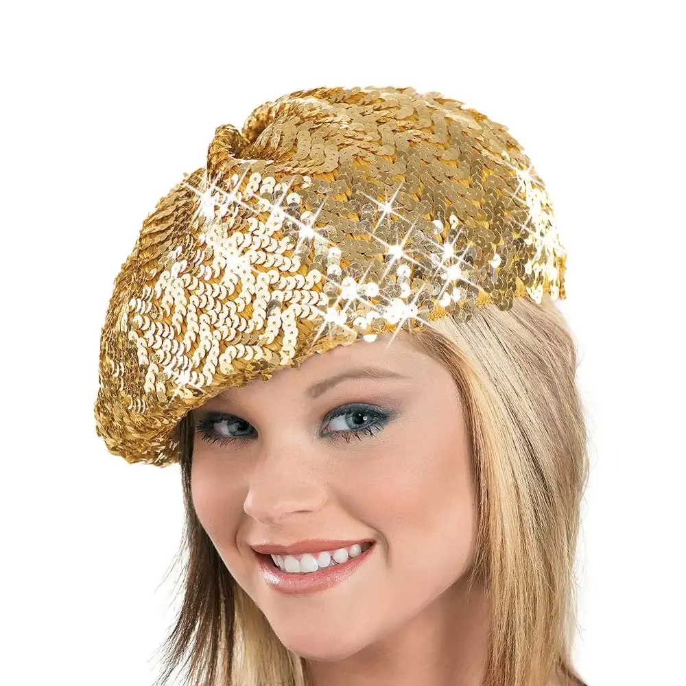 Dancewear Accessories Sequins Beret Hat Jazz Dance Hat Hip-Hop Performance Sequins Hats