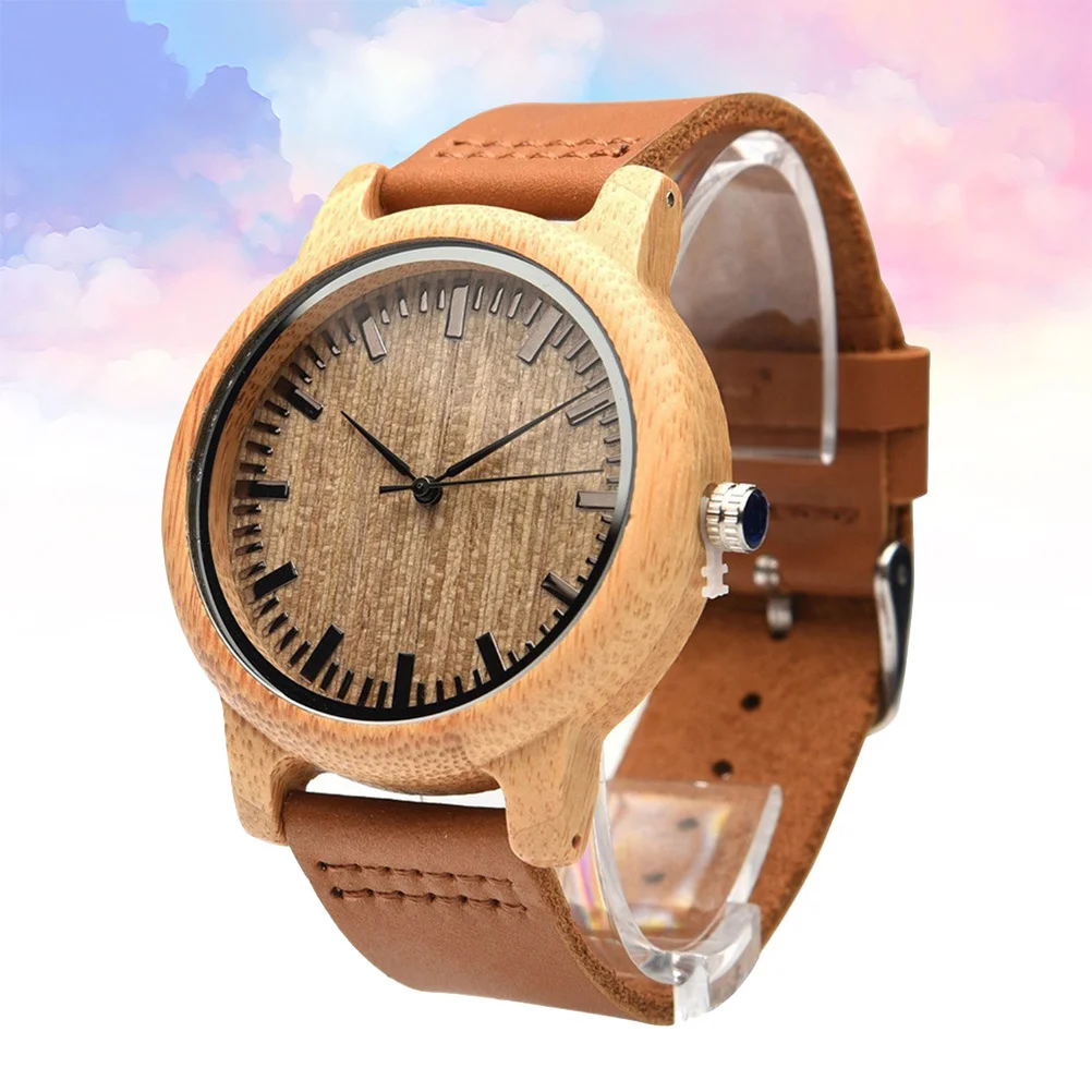 

1Pcs Bamboo Wooden Watch Maple Surface Casual Strap Durable Lightweight Vintage Men Wristwatch Gift