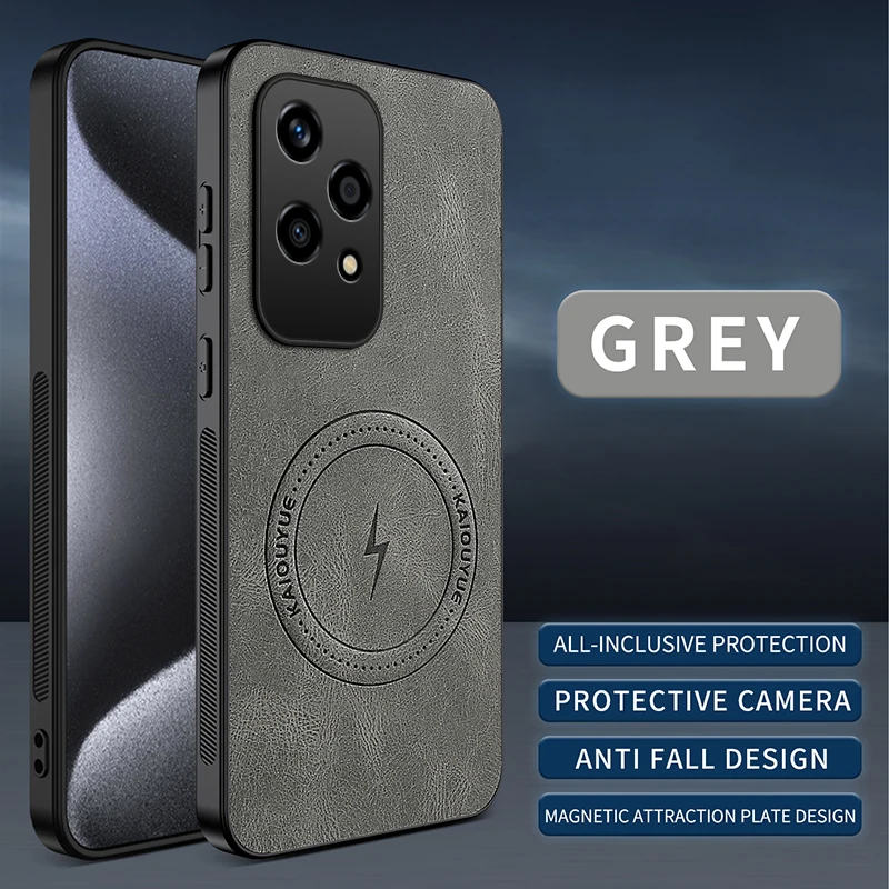 حافظة لهاتف Honor 200 Lite غطاء خلفي مغناطيسي صديق للبشرة من الجلد الفاخر لهاتف Honor 200 Lite ممتص للصدمات مقاوم للسقوط Fudna #2