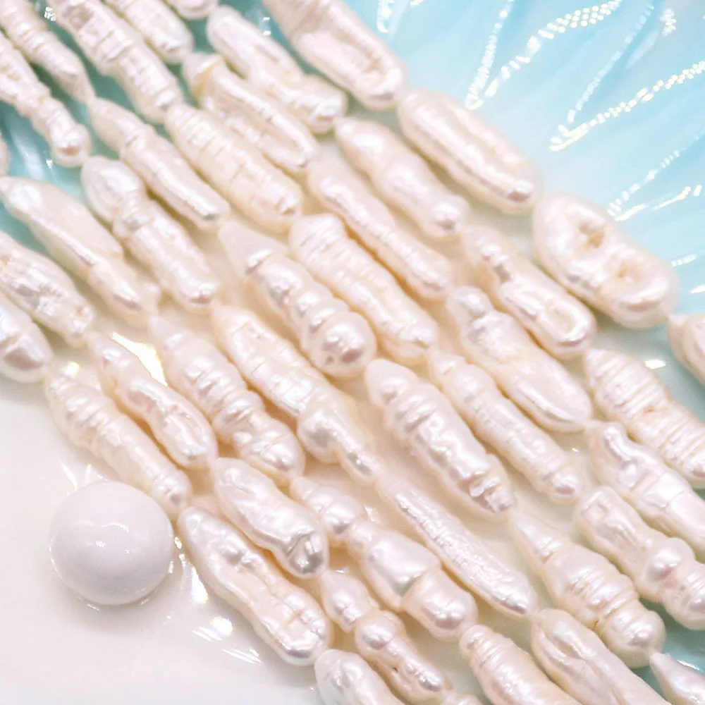

Natural Freshwater Pearls Long Threaded Caterpillar-shaped Loose Straight-hole Pearl Beads Beaded Strings DIY Necklace Accessory
