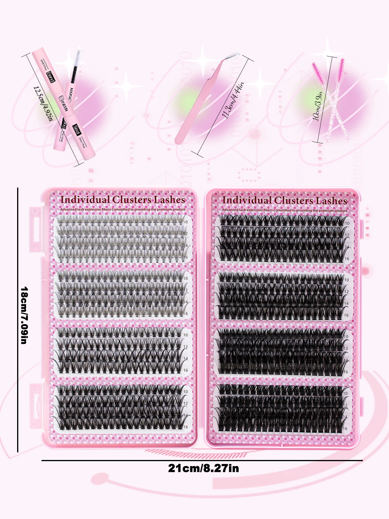 DIY klastry rzęs puszyste grube pojedyncze rzęsy duża pojemność 10D-100D zestaw do przedłużania rzęs z pęsetą Bond i Seal