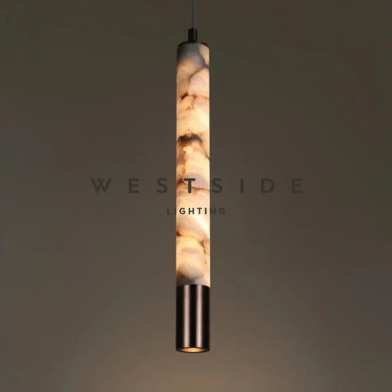 

Italy Luxury Marble Pendant Light with Spotlight Minimalist Design for Bedroom Bedside Reading Hanging Alabaster Light