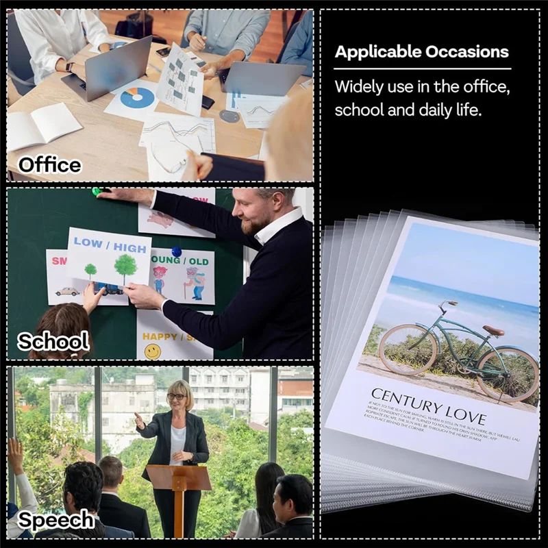 AF91-60Pcs Plastic Clear File Folders L Shape Copy Security Project Folders Paper Sleeve Folders For A4 / Letter Size Paper