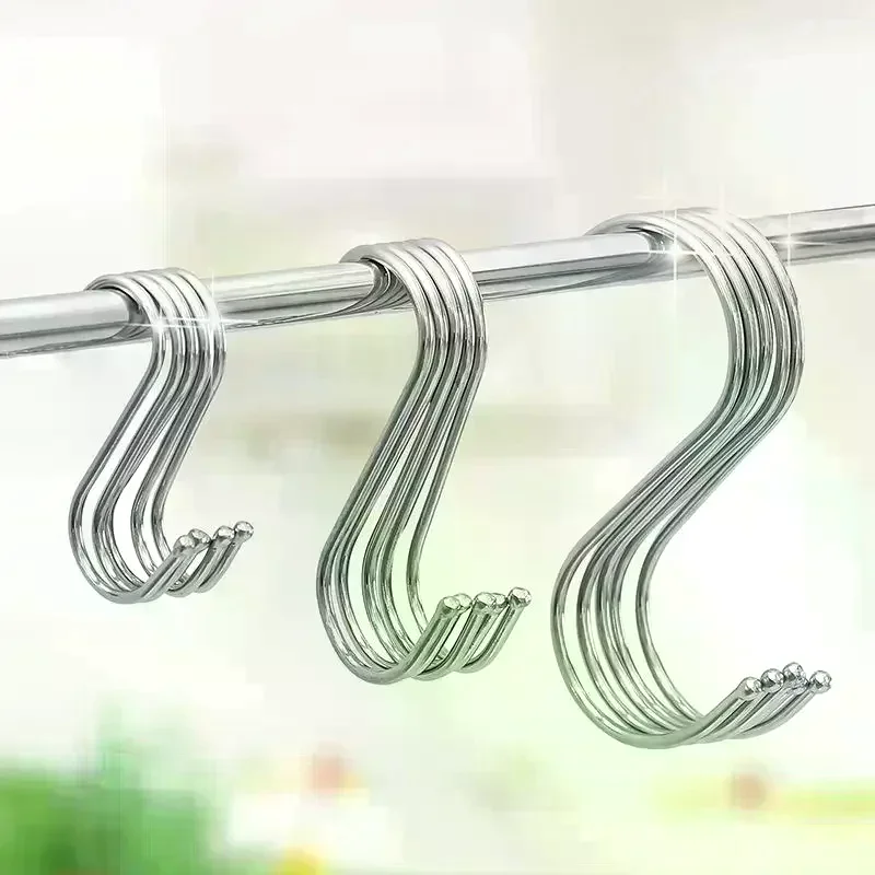 

10pcs Stainless Steel Metal S-Shaped Hooks Multi-Purpose Clothing Hanging Hooks