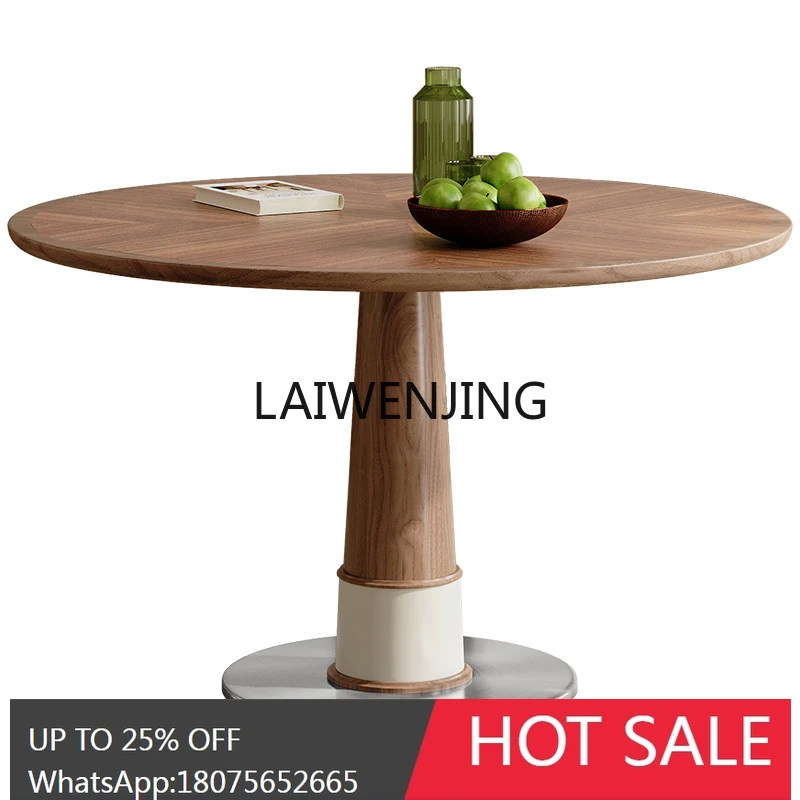 

walnut pattern new dining table and chair combination negotiation table small apartment household small round table