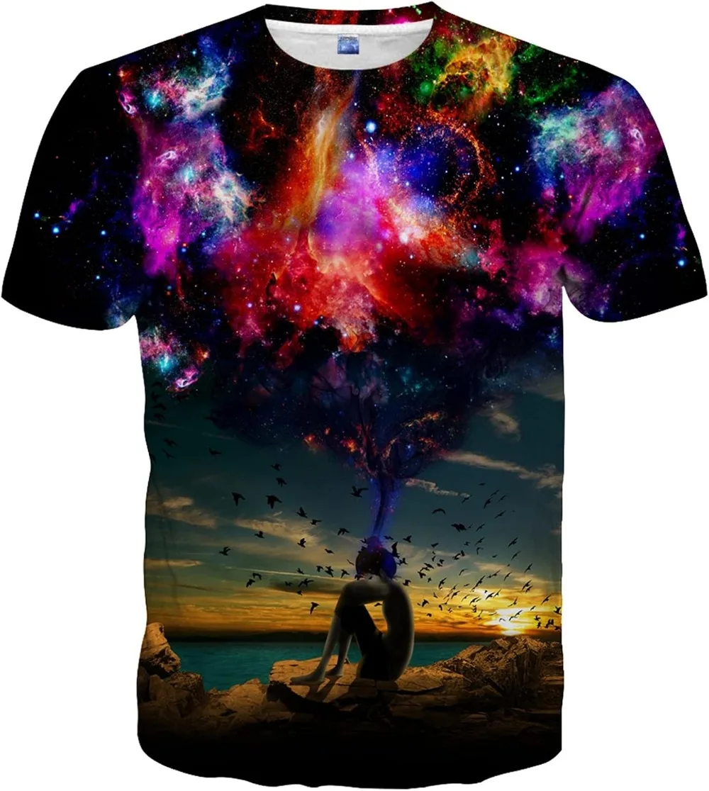Cosmic Starry Sky Pattern Harajuku 3D Print Sport Quick-drying Breathable Men TShirt Outdoor Street Casual Parent-Child Clothing