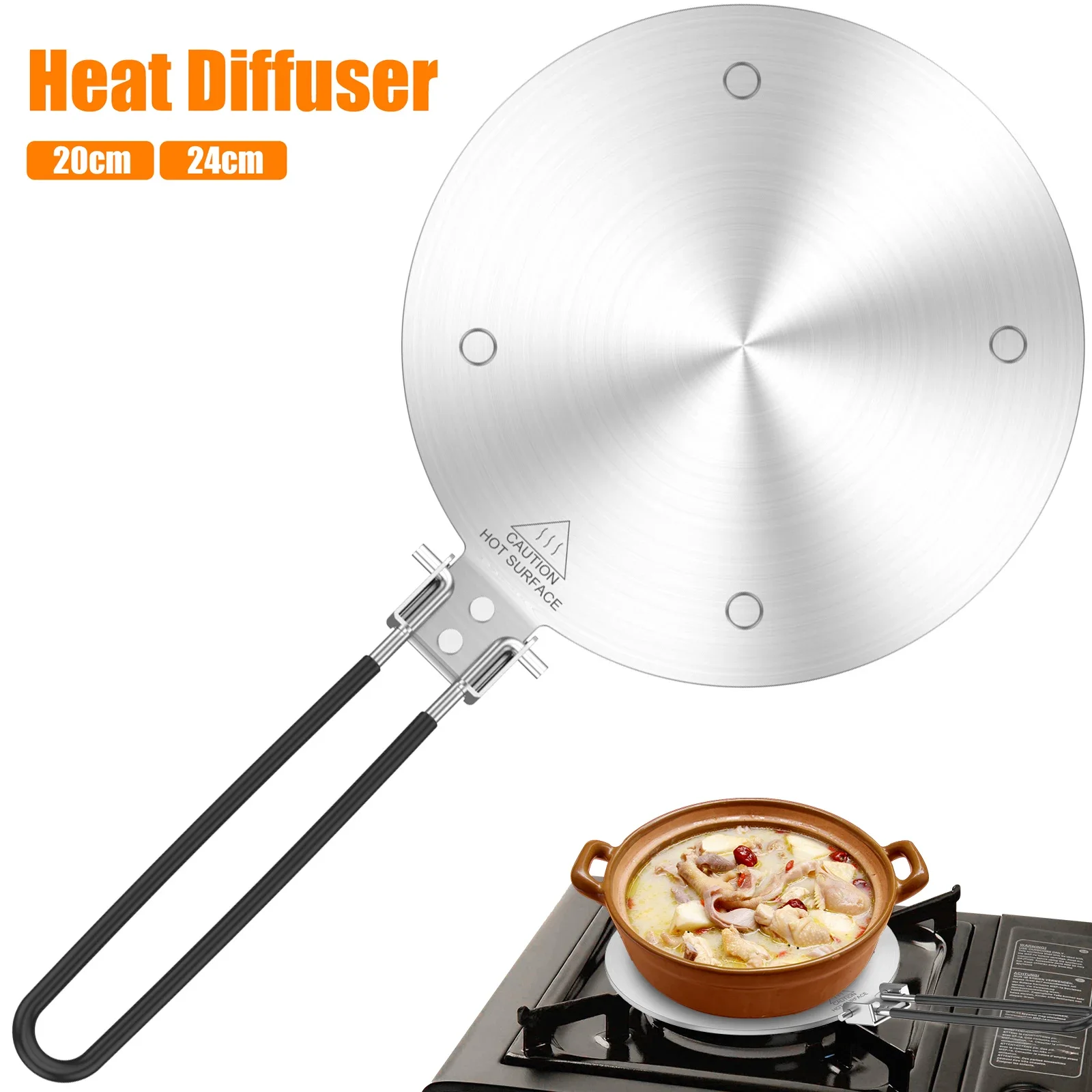 

20/24cm Stainless Steel Heat Diffuser Plate Food Induction Plate Adapter Anti-Slip Glass Cookware Heat Conduction Plate Cooking