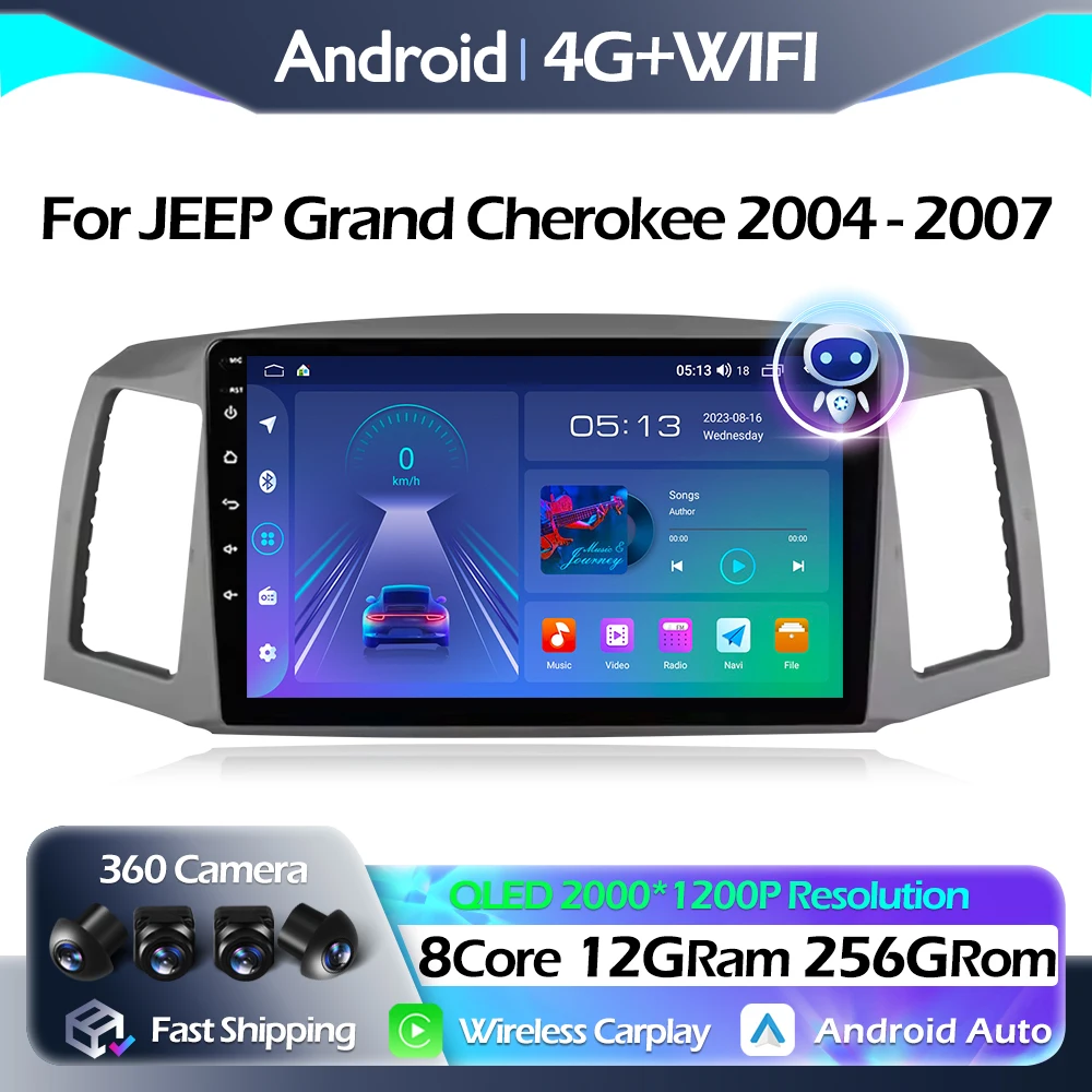 

Car Radio For JEEP Grand Cherokee 2004 - 2007 Multimedia Video Player Carplay Android Auto Navigation GPS WIFI DSP BT
