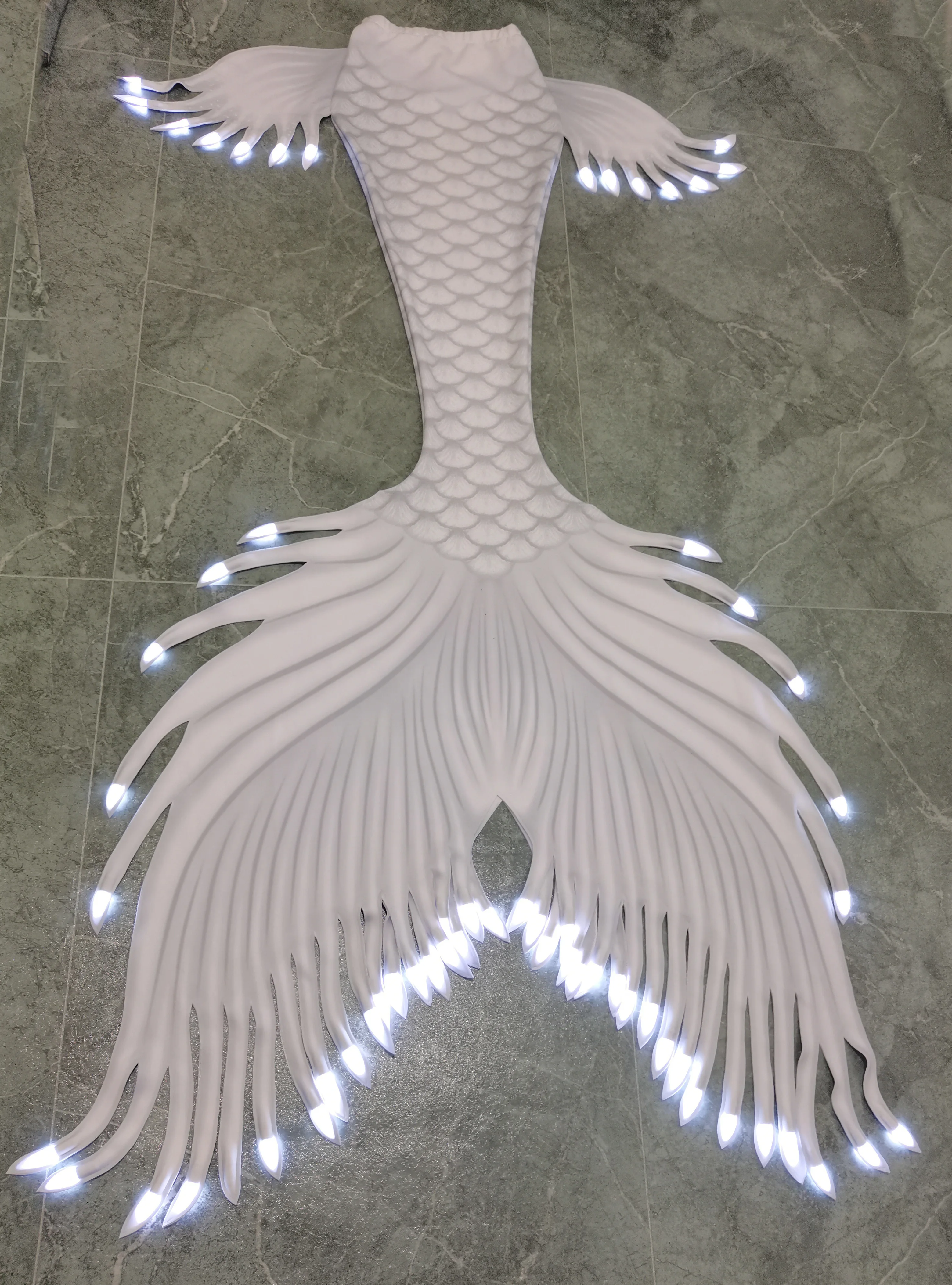 

Led Light Mermaid Skin Tail Clothing White Light Fish Tail Photo Shooting Swimming Diving Underwear Halloween Costume Cosplay