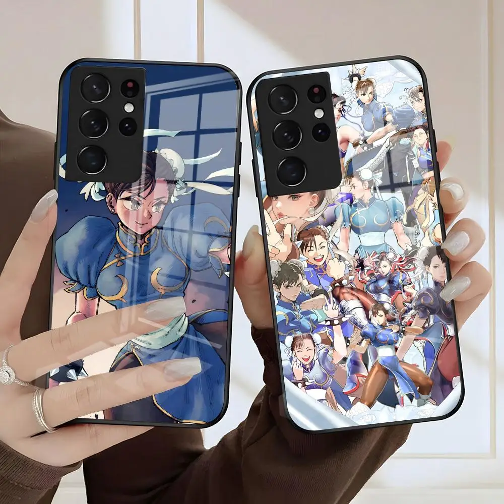 C-Chun-Li Game Phone Case For Samsung A56 A36 A26 A16 A15 A25 A35 A55 A14 A34 A24 A54 Glass Case