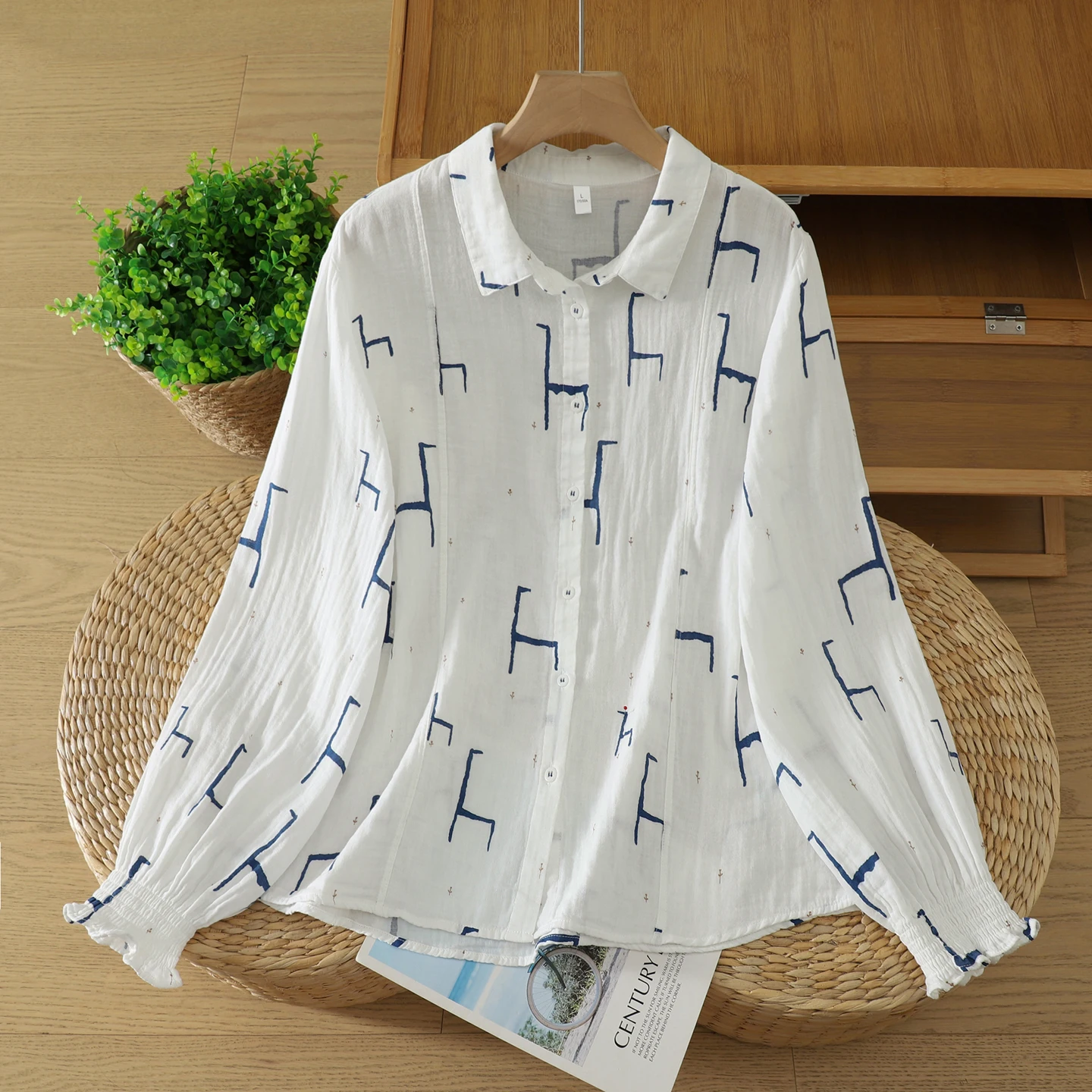 Women's Cotton Shirt Long Sleeve Casual Style Spring Autumn New Design Fashionable Open Cardigan Top Quality Yarn Garment