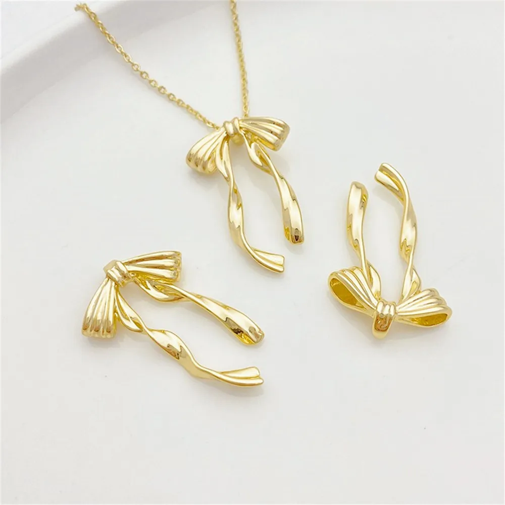 

14K Gold-plated Bow Pendant, Tie Pendant, Handmade DIY Bead Bracelet, Necklace, Accessory Material
