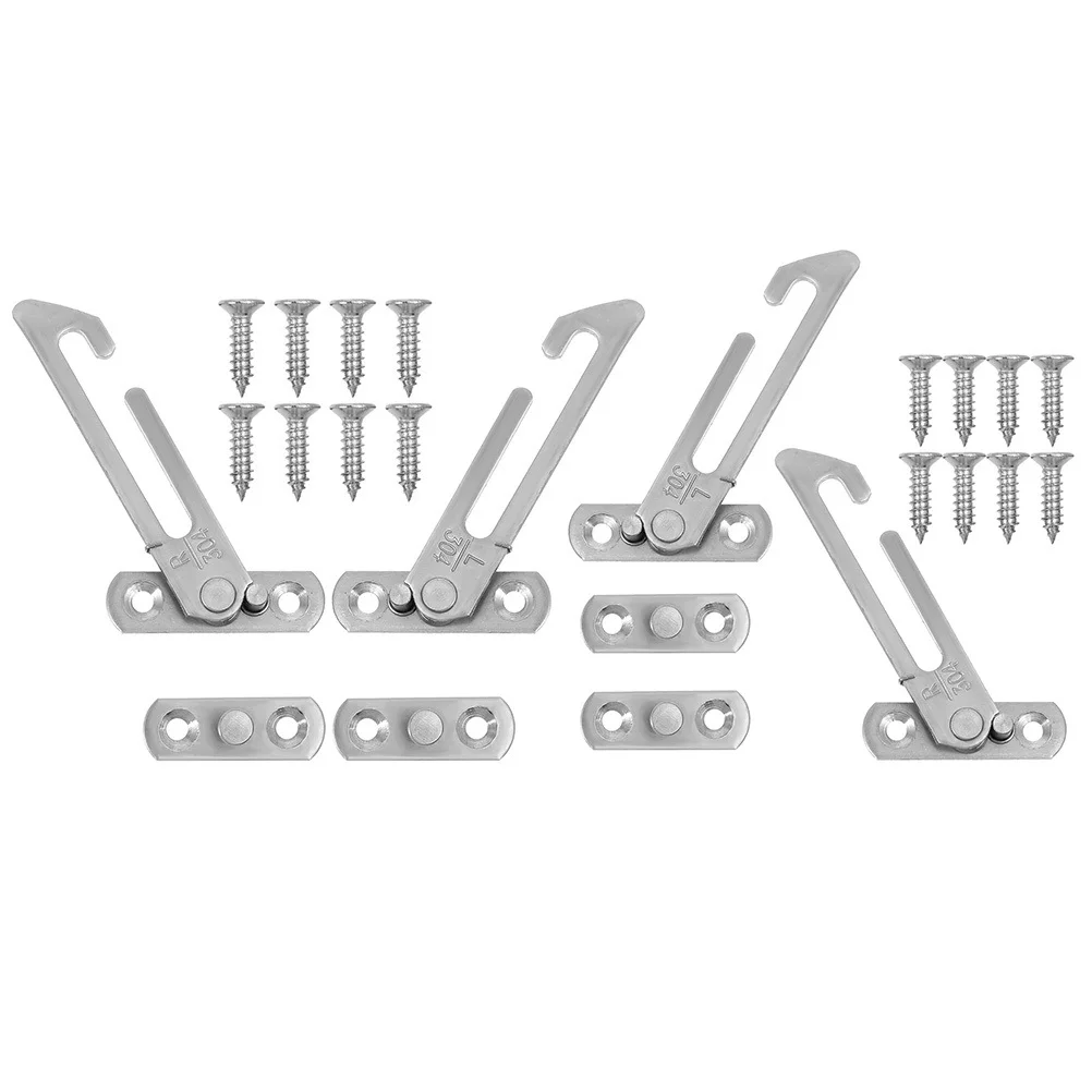 4Pcs Window Stopper Lock Safety Catch Stainless Steel Concealed Restrictor Lock Window Opening Angle Restrictor