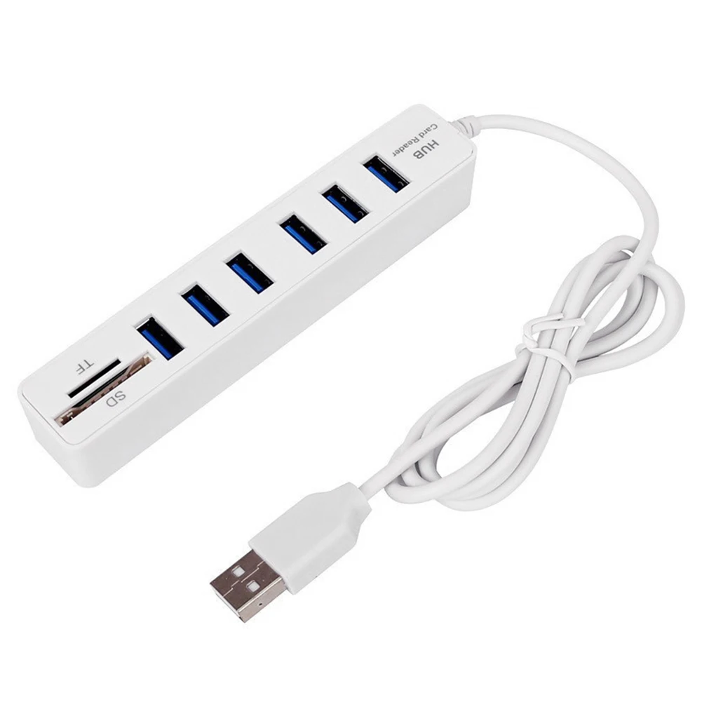 Hub Multi Splitter Port High Speed Transmission USB 6 Port Memory TF Docking Station Plug and Play for Mobile Hard Drive