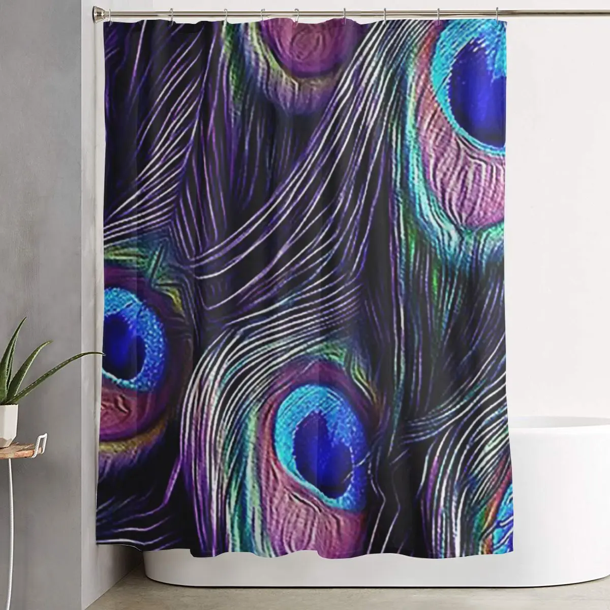 

Занавеска для душа с павлиньими перьями, полиэстеровая, водонепроницаемая, для ванной комнаты, с крючками