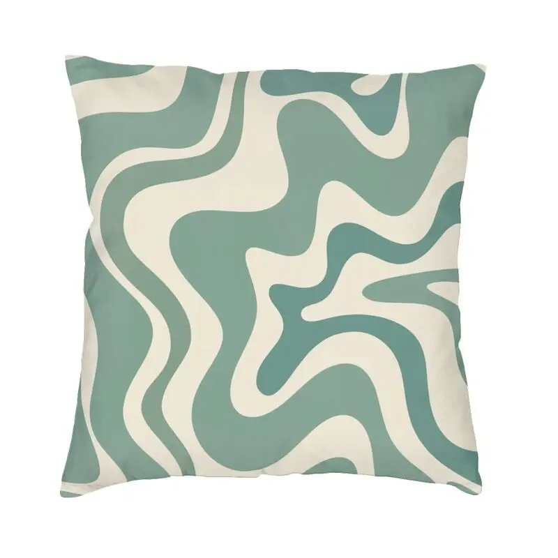 Custom Luxury Liquid Swirl Abstract Pattern In Eucalyptus Sage Cushion Covers 45x45cm Velvet Pillow Case Pillowcase Decoration