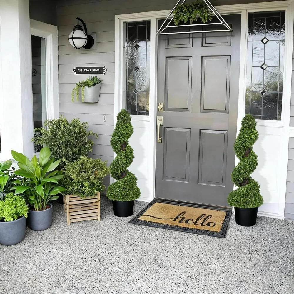 أشجار خشب البقس الحلزونية الاصطناعية بطول 3 أقدام مع أواني سيراميك للمدخل الخارجي والشرفة وديكور الحديقة