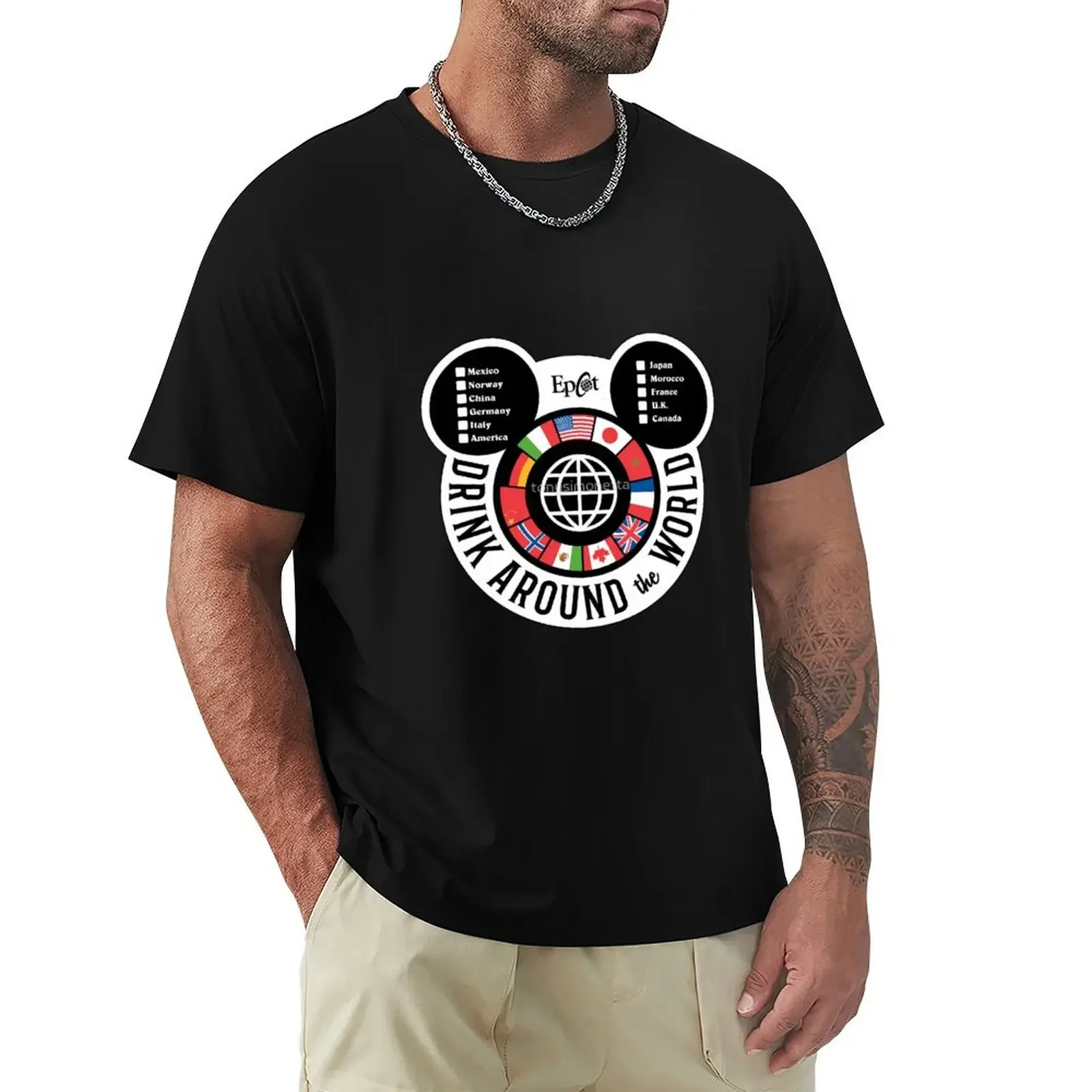 Official-Drink-Around-The-World-Epcot-Checklist-m-i-c-k-e-y T-Shirt shirts graphic tee man clothes mens t shirts top quality