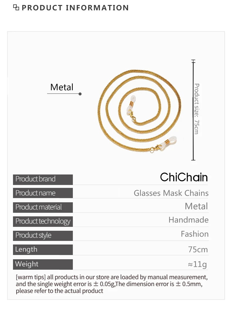 Frauen Mode Perlen Sonnenbrille Ketten Gold Brillen Ketten Sonnenbrille Halter Halskette Brillen Retainer Zubehör – Detail 2