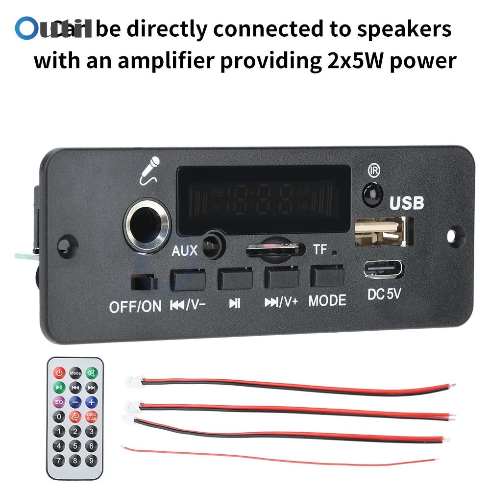 10W Verstärker Bluetooth DIY MP3 Decoder Board 5W DC 5V Musik Player Auto FM Radio Modul TF USB Aufnahme Freisprechen Anruf Mikrofon