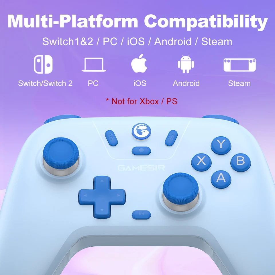 GameSir Nova Lite Gamepad para Nintendo Switch 2/1 PC iOS Android Steam Controlador de Juego Conectividad Tri-modos Palancas de Efecto Hall 3