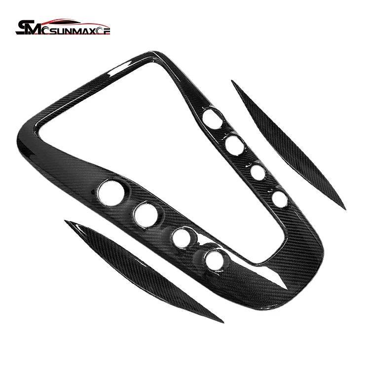 Sunmax حقيقية 3K قبل preg ألياف الكربون الداخلية مركز وحدة التحكم والعتاد التحول لوحة الكسوة لمرسيدس بنز AMG GT GTS GTR 2016-2018