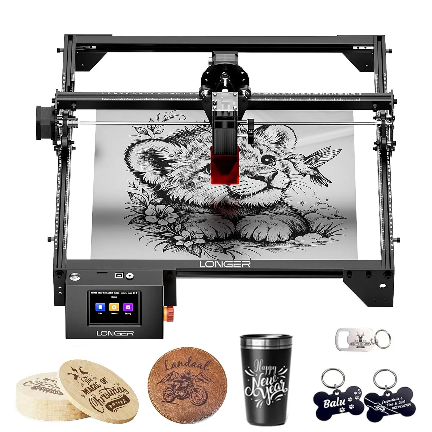 LONGER 20W Laser Engraver & Cutter 400x365mm WiFi Touchscreen Laser Engraving Machine for Wood Acrylic Leather Metal DIY Workshop LightBurn LaserGRBL Compatible