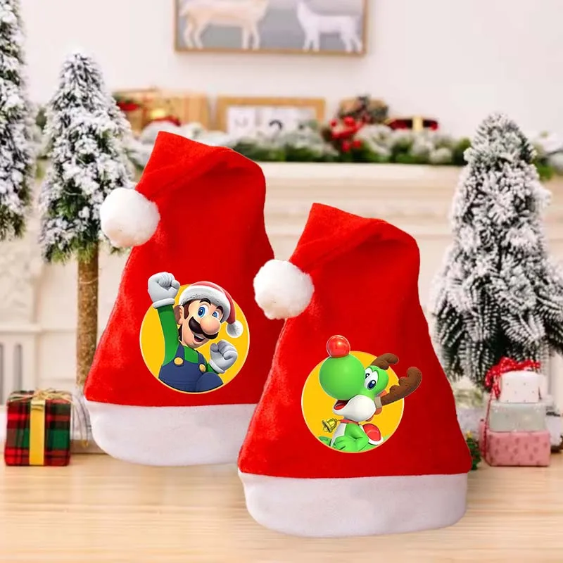 

Super Marioed Christmas Hat Adult Child Cartoon Cute Santa Hats New Year Home Decor Anime Headwear Holiday Caps Xmas Gift Hot