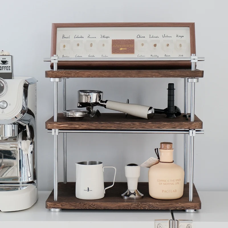 Solid Wood Desktop Mugs Holder Mid-Century Modern Office Desk Shelf Industrial Style Storage Rack for Coffee Books Storage Unit