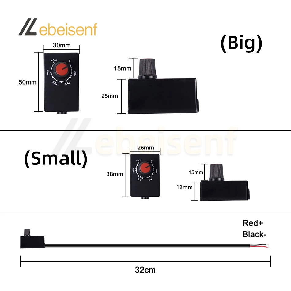 Mini DC 0-10V 1-10V Knob Dimmer 0-100% on/off Switch Control Electronic Potentiometer for LED Dimmable Grow Lights Power Driver