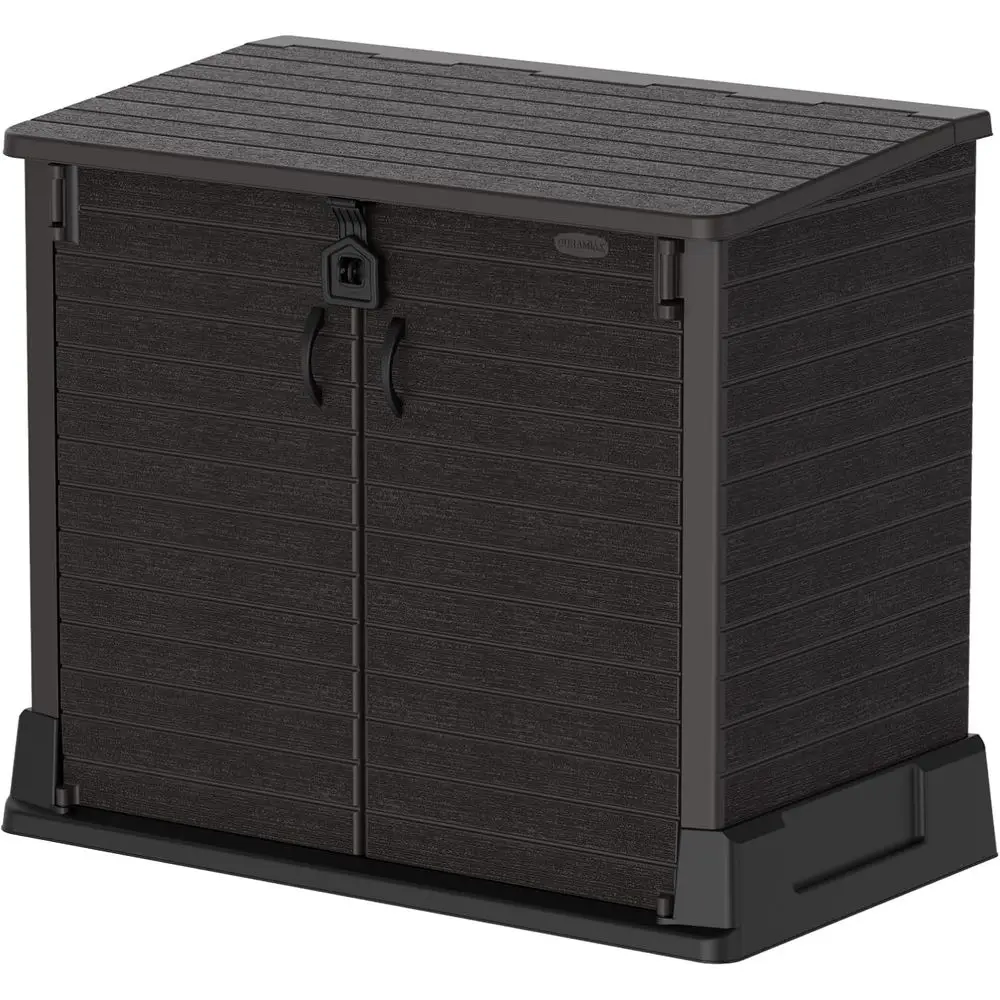 

Large 850L Outdoor Storage Shed - Durable for Bikes, Tools, BBQs, and 120L Bins, 130x74x110 cm, Brown