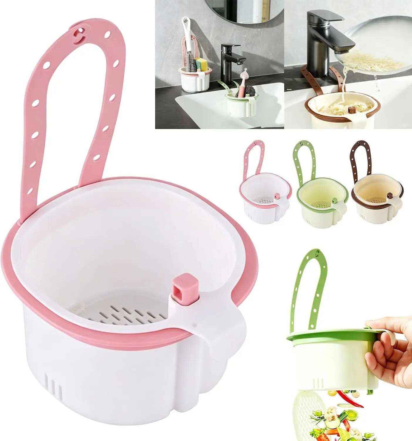 

Kitchen Sink Hanging Strainer Basket 1Pc Creative Automatic Food Waste Drain Basket with Removable Bottom Easy Installation