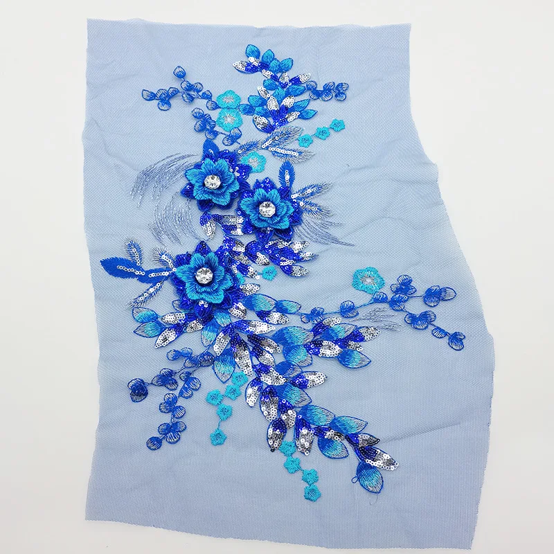 

15Pcs Flowers Sequins Lace Fabrics Applique Embroidery Sewing On Patches For Wedding Evening Dress Clothing Patches Scrapbooking