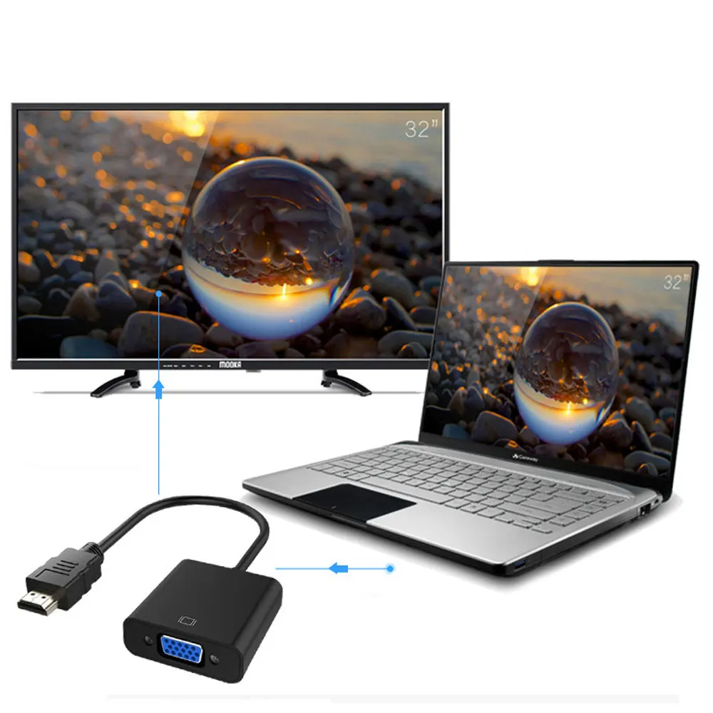 اتش دي 1080P HDMI-متوافق مع VGA كابل محول HDMI-متوافق ذكر إلى VGA أنثى محول للكمبيوتر اللوحي الكمبيوتر المحمول التلفزيون