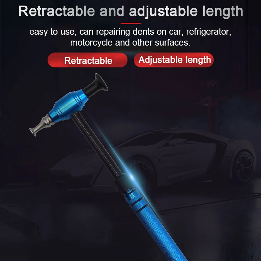 Car Dent Repairing Tool Telescopic Aluminum Alloy Hammer with 5 Knock Down Heads Paintless Dent Removal Tool Set