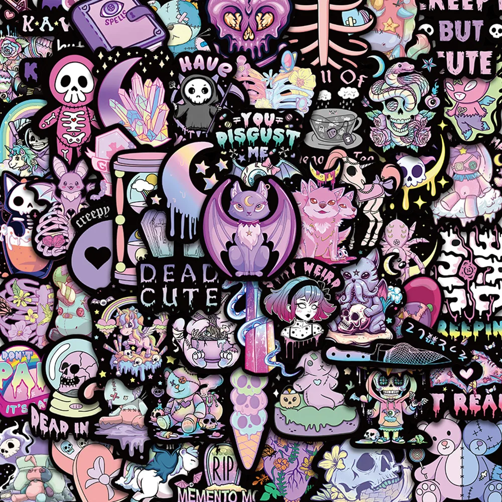 56pcs Dark Gothic Style Sticker Retro Cool Decal For Laptop Phone Envelope Magazine Sketchbook iPad Decoration Sticker