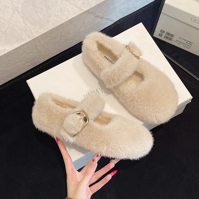 Damskie buty retro, wygodne, z gumową podeszwą, z szerokim przestawką, baleriny, czółenka Mary Jane, minimalistyczne, ocieplane.