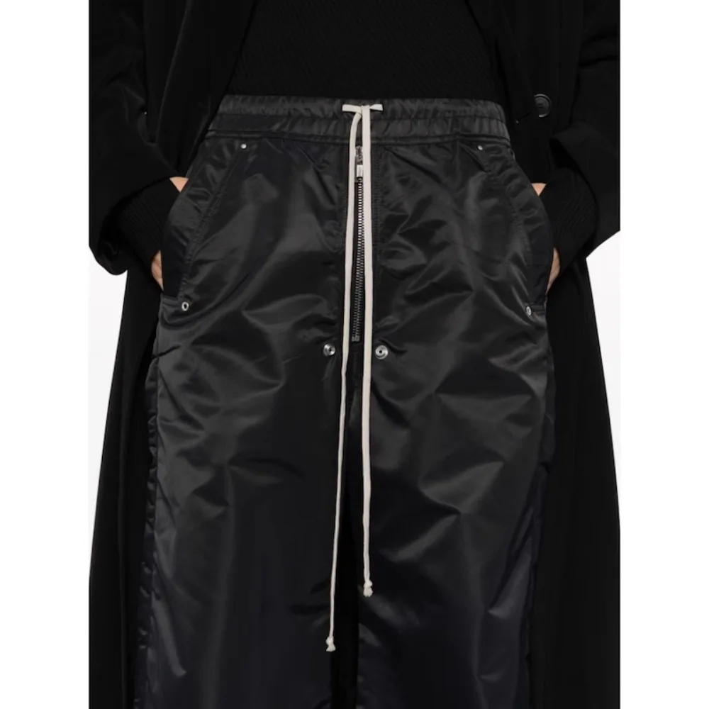 High Street Dark RO Drawstring Nylon Wide Leg Pants Mens Elastic Waist Slim and Loose Straight Leg Casual Pants Streetwear