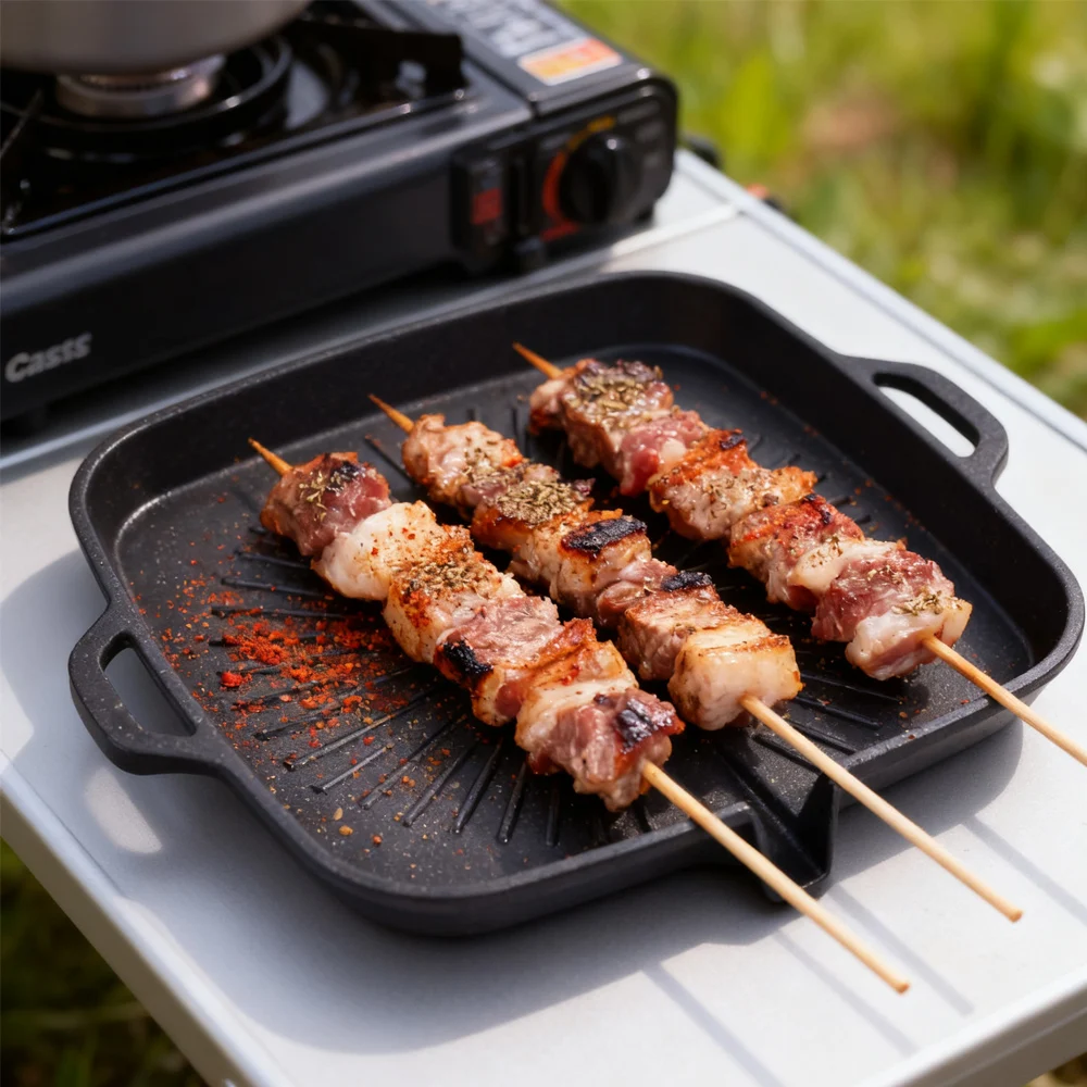 KOSUN غير عصا الشواء عموم الحجر المغلفة يلقي الألومنيوم الكورية شواء عموم جبان وعاء مع صب الفم للغاز وموقد التعريفي #2