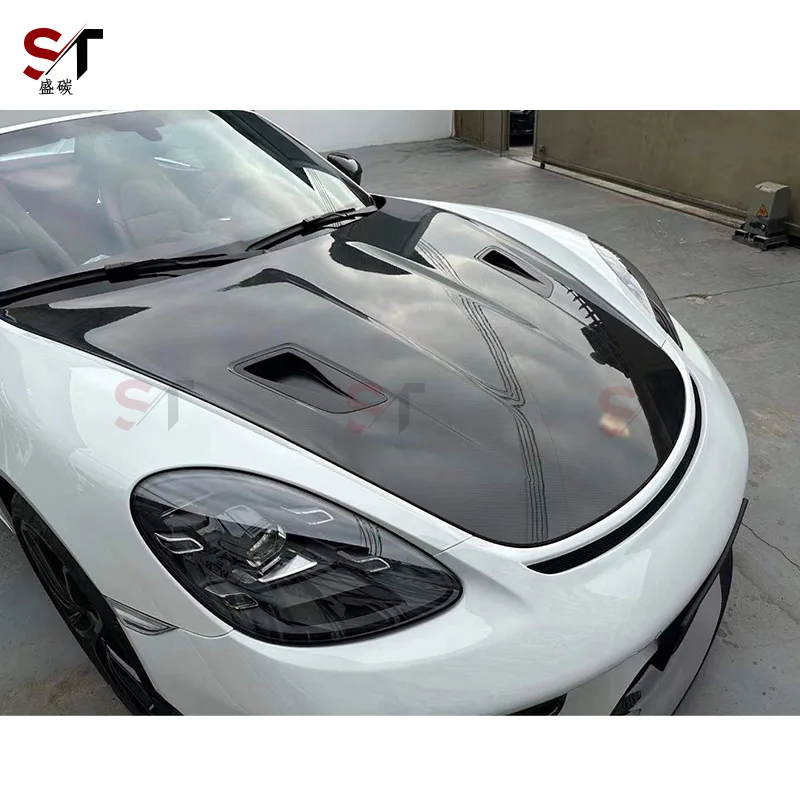 Odpowiedni do Porsche 718 981 Pokrywa z Włókna Węglowego GT4RS Maska Przednia Retrofit Otoczona
