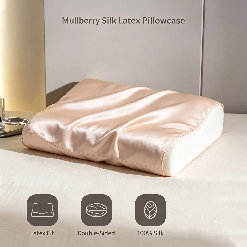 Double-Sided Mulberry Silk Pillowcase Latex Pillow 100% Silk 40x60cm Bedding Pillow Cases Cover Pillow Cover for Hair and Skin