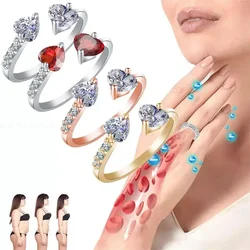 Fashion Double Heart Love Quartz Crystal Ring Quartz Open Ring for Women Therapy for Weight Loss Lymphatic Ring