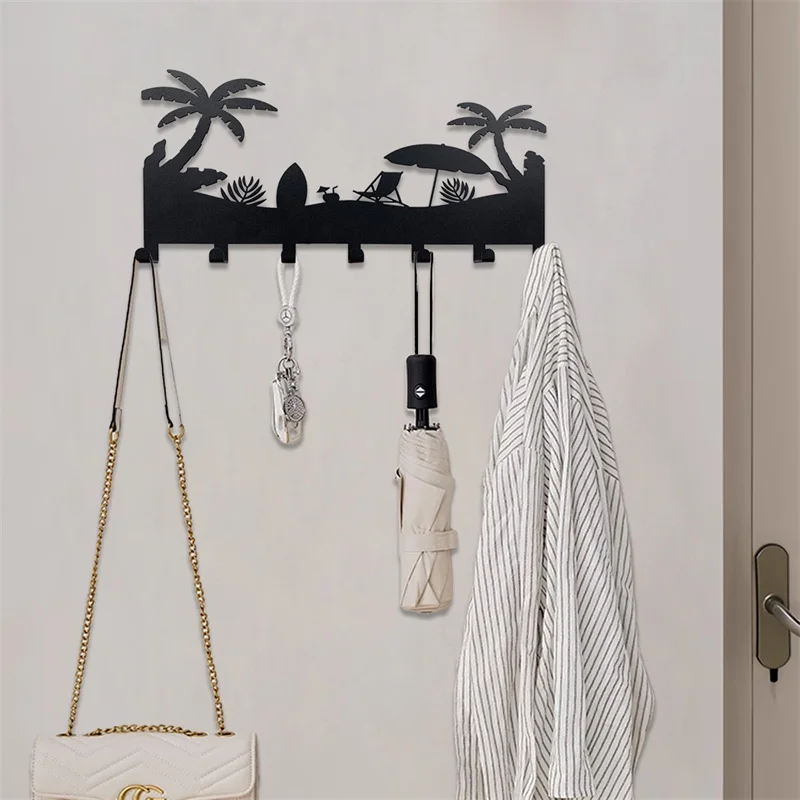 Beach casual design modern family entryway hallway Kitchen Key Holder for Wall rack 7 hook Keys Organizer Wall Decor