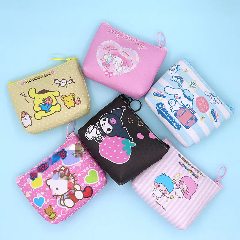 

Original Sanrio Cartoon Wallet Hello Kitty Women's Bag Kulomi Melody Cinnamoroll Anime Mini Coin Purse Portable ID Card Holders