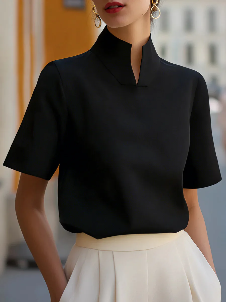

2026 New Arrival Elegant High-End Casual Stand Collar Shirt Blouse for Women Fashionable Design Tops