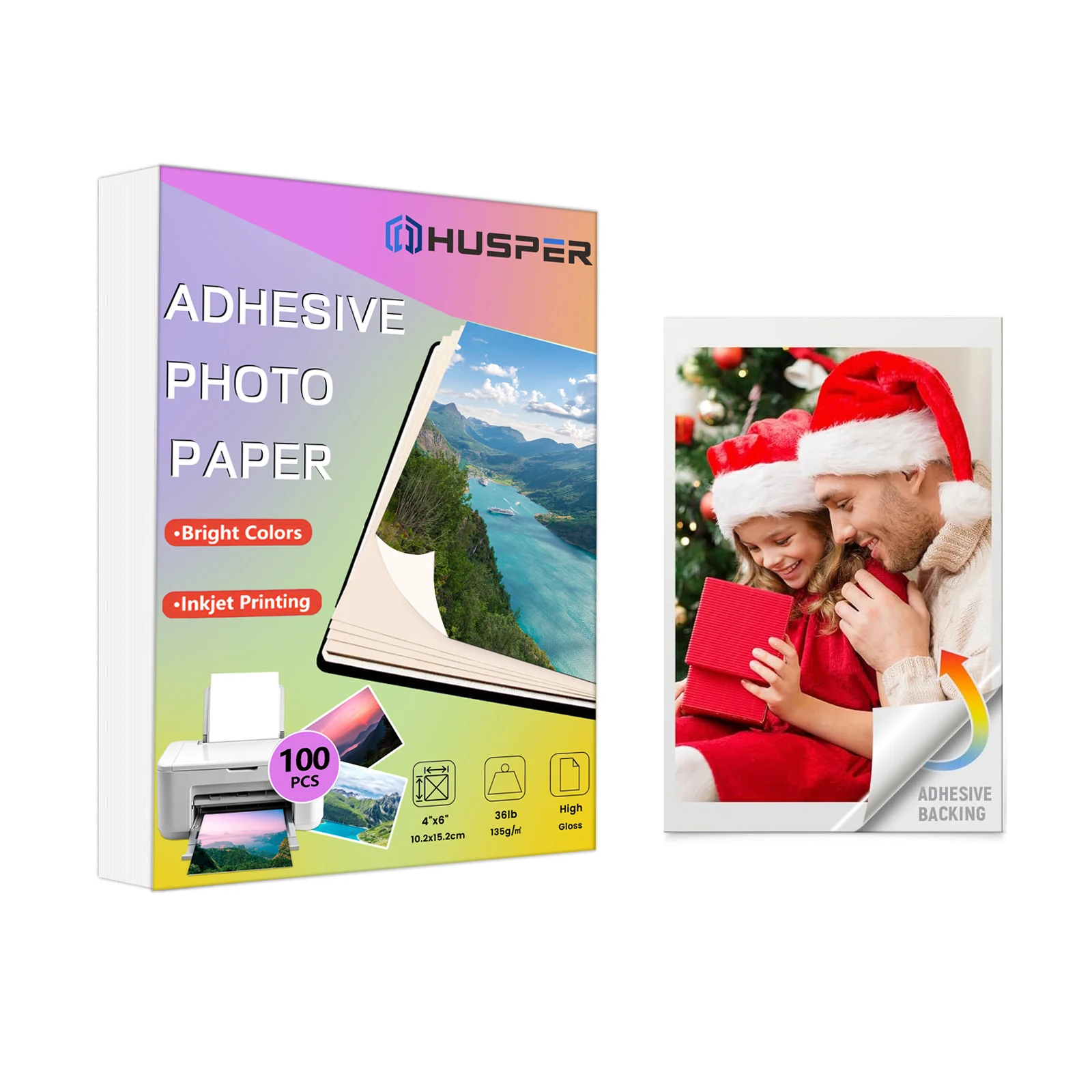 

100 sheets 4R Glossy Sticker Paper for Inkjet Printer, 4 x 6 Inches 135Gsm Printable Self Adhesive Photo Paper Priner Sticker