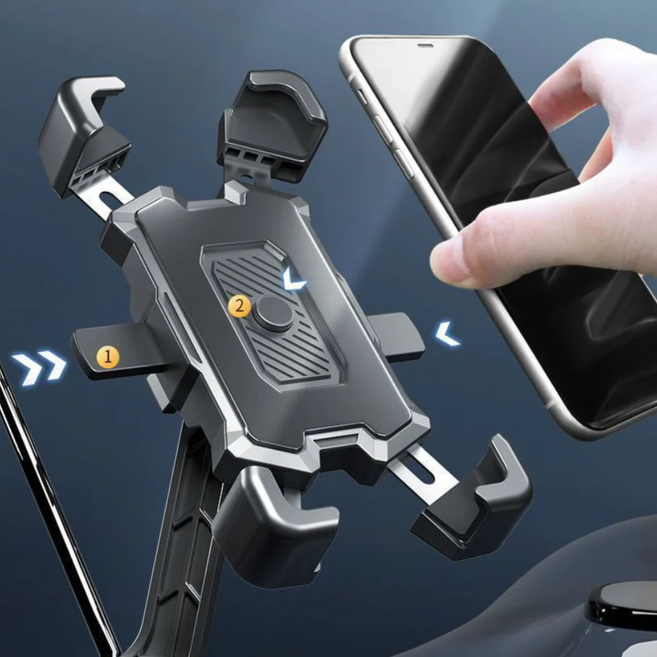 Motorcycle Phone Mount, Bike Mobile Holder, Handlebar Rearview Mirror Clip for Bicycle Scooter, iPhone More 4.8-6.8