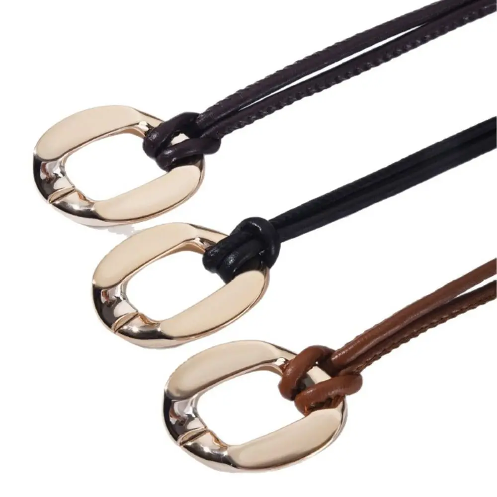 Fashion PU Leather Slim Waist Rope Metal Buckle DIY Thin Waistband Decorative Straps Girdle For Women Lady Girl Bridal